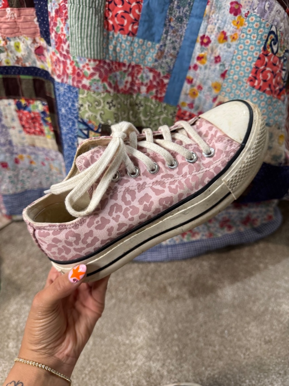 Pink and Purple Leopard Print Platform Converse